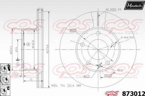 Maxtech 873012.6880 - Гальмівний диск autozip.com.ua