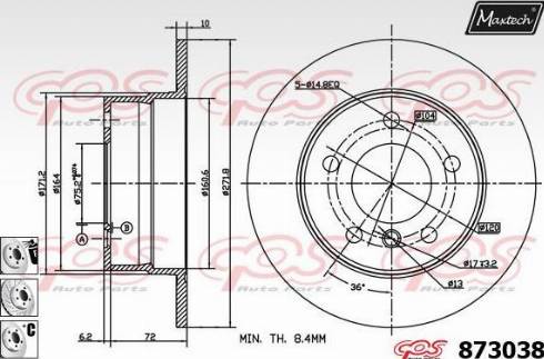 Maxtech 873038.6880 - Гальмівний диск autozip.com.ua