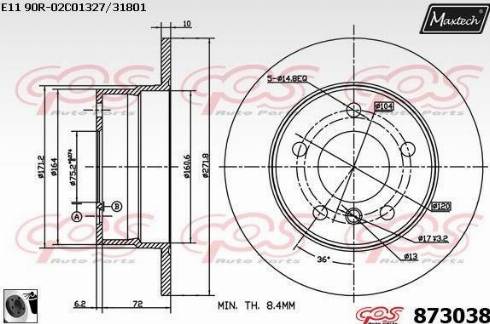 Maxtech 873038.0060 - Гальмівний диск autozip.com.ua