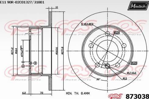 Maxtech 873038.0000 - Гальмівний диск autozip.com.ua