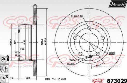 Maxtech 873029.6980 - Гальмівний диск autozip.com.ua