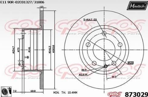 Maxtech 873029.0060 - Гальмівний диск autozip.com.ua