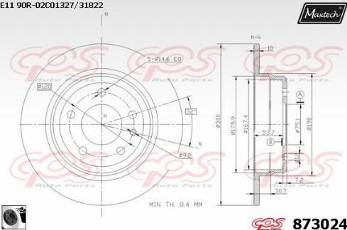 Maxtech 873024.0060 - Гальмівний диск autozip.com.ua