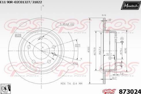 Maxtech 873024.0080 - Гальмівний диск autozip.com.ua