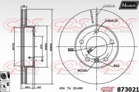 Maxtech 873021.6060 - Гальмівний диск autozip.com.ua