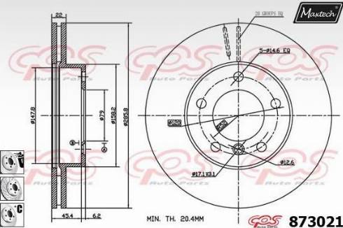 Maxtech 873021.6880 - Гальмівний диск autozip.com.ua