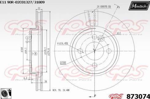 Maxtech 873074.0060 - Гальмівний диск autozip.com.ua