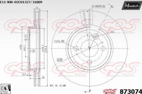 Maxtech 873074.0080 - Гальмівний диск autozip.com.ua