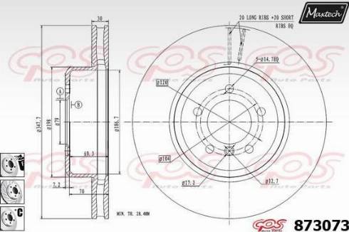 Maxtech 873073.6880 - Гальмівний диск autozip.com.ua