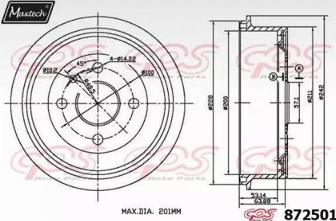 Maxtech 872501.0000 - Гальмівний барабан autozip.com.ua