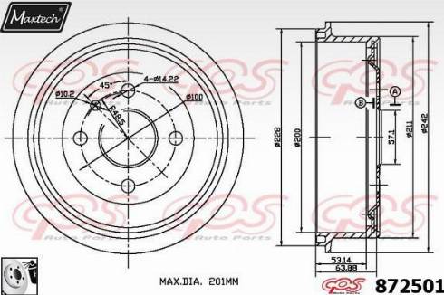 Maxtech 872501.0080 - Гальмівний барабан autozip.com.ua