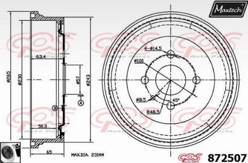 Maxtech 872507.0060 - Гальмівний барабан autozip.com.ua