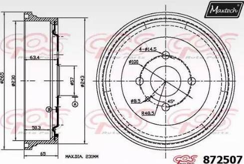 Maxtech 872507.0000 - Гальмівний барабан autozip.com.ua