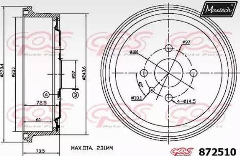 Maxtech 872510.0000 - Гальмівний барабан autozip.com.ua