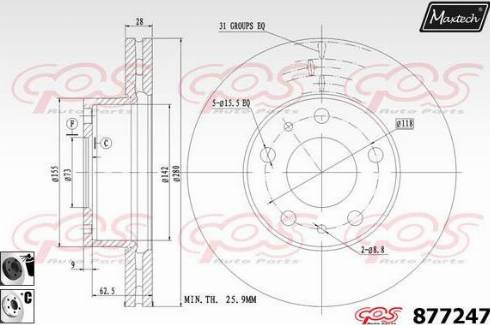 Maxtech 877247.6060 - Гальмівний диск autozip.com.ua