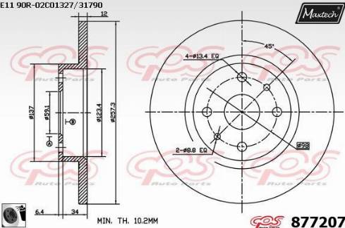 Maxtech 877207.0060 - Гальмівний диск autozip.com.ua