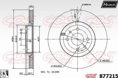 Maxtech 877215.0080 - Гальмівний диск autozip.com.ua