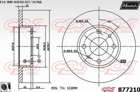 Maxtech 877210.0060 - Гальмівний диск autozip.com.ua