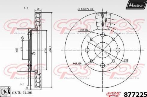 Maxtech 877225.0080 - Гальмівний диск autozip.com.ua