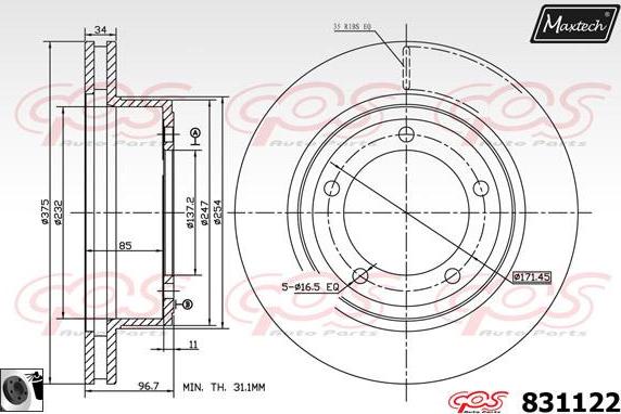 Maxtech 877221 - Гальмівний диск autozip.com.ua