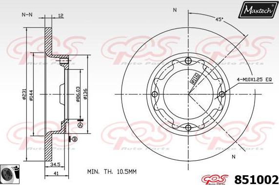 Maxtech 877227 - Гальмівний диск autozip.com.ua