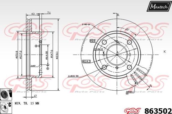 Maxtech 70180444 - Прокладка, поршень корпусу скоби тор autozip.com.ua