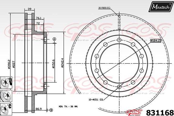 Maxtech 857140 - Гальмівний диск autozip.com.ua