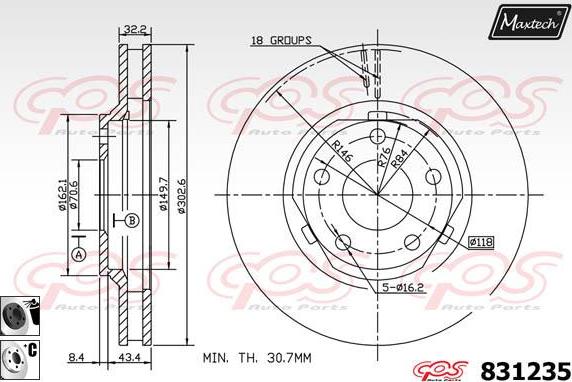 Maxtech 70180040 - Прокладка, поршень корпусу скоби тор autozip.com.ua