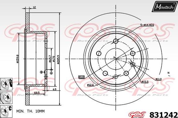 Maxtech 71810092 - Направляючий болт, корпус скоби гальма autozip.com.ua