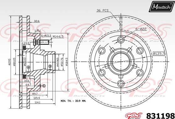 Maxtech 70180175 - Прокладка, поршень корпусу скоби тор autozip.com.ua