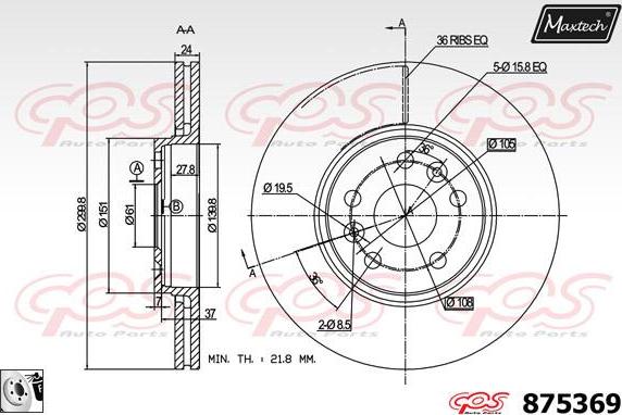 Maxtech 70180340 - Прокладка, поршень корпусу скоби тор autozip.com.ua