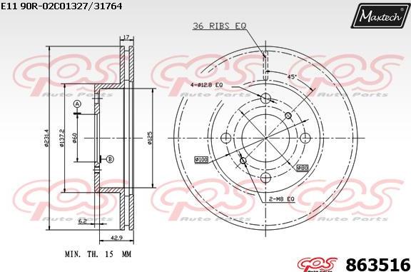 Maxtech 70180314 - Прокладка, поршень корпусу скоби тор autozip.com.ua