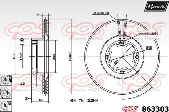 Maxtech 70180383 - Прокладка, поршень корпусу скоби тор autozip.com.ua