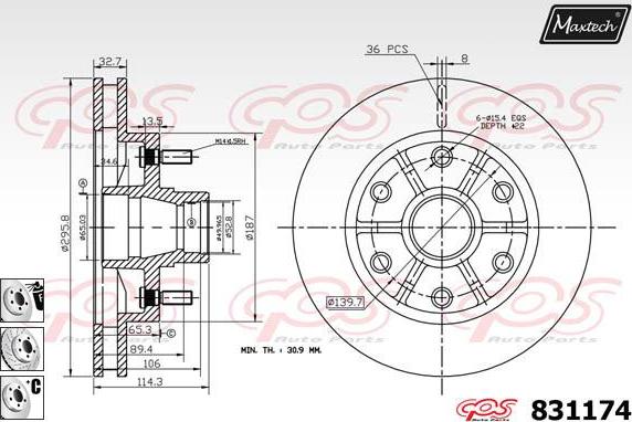 Maxtech 71810052 - Направляючий болт, корпус скоби гальма autozip.com.ua