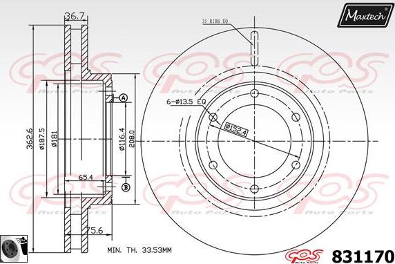 Maxtech 70180333 - Прокладка, поршень корпусу скоби тор autozip.com.ua