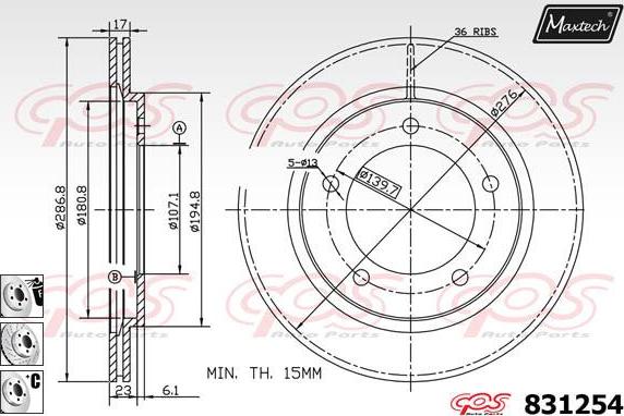 Maxtech 71810095 - Направляючий болт, корпус скоби гальма autozip.com.ua