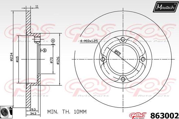 Maxtech 70180225 - Прокладка, поршень корпусу скоби тор autozip.com.ua