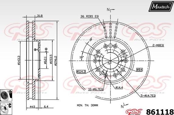 Maxtech 70200566 - Ремкомплект, гальмівний супорт autozip.com.ua