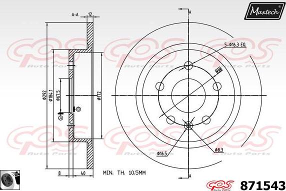 Maxtech 70200500 - Ремкомплект, гальмівний супорт autozip.com.ua