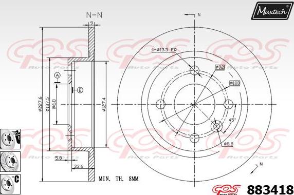 Maxtech 861326 - Гальмівний диск autozip.com.ua