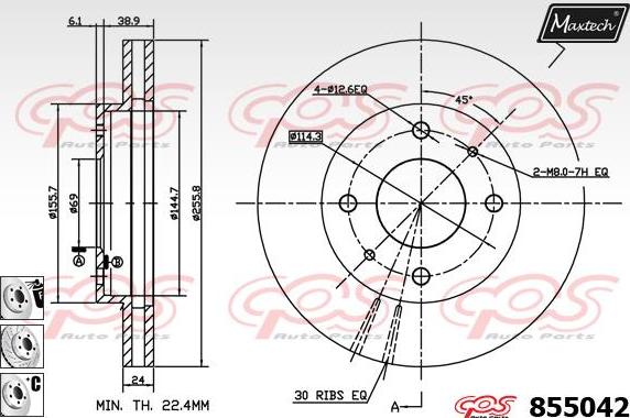 Maxtech 873038 - Гальмівний диск autozip.com.ua