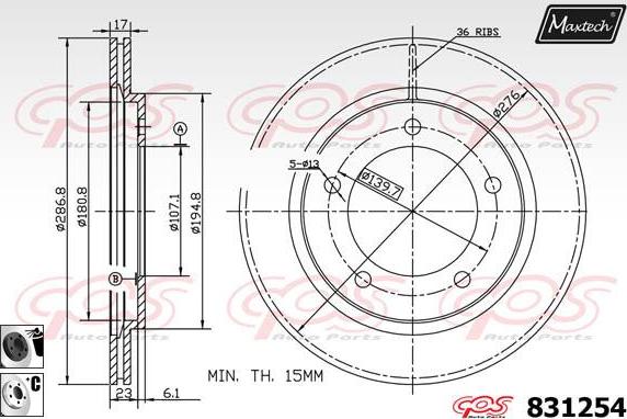 Maxtech 71810091 - Направляючий болт, корпус скоби гальма autozip.com.ua