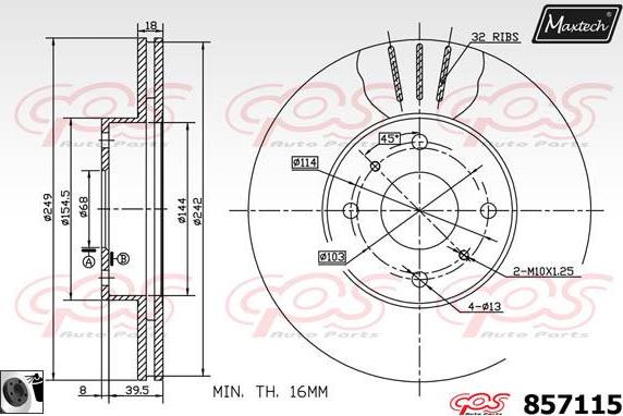 Maxtech 71810053 - Направляючий болт, корпус скоби гальма autozip.com.ua