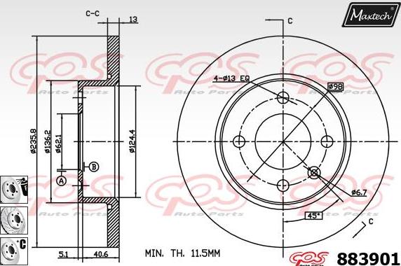 Maxtech 72954062 - Поршень, корпус скоби гальма autozip.com.ua