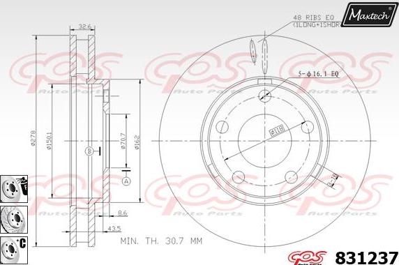 Maxtech 827041 - Гальмівний диск autozip.com.ua