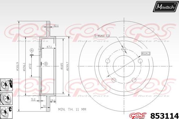 Maxtech 865271 - Гальмівний диск autozip.com.ua