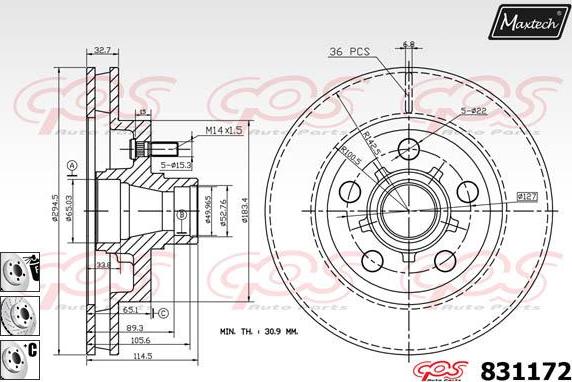 Maxtech 71810162 - Направляючий болт, корпус скоби гальма autozip.com.ua