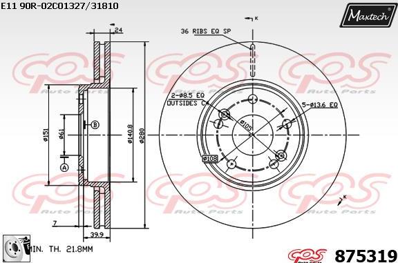 Maxtech 71810103 - Направляючий болт, корпус скоби гальма autozip.com.ua