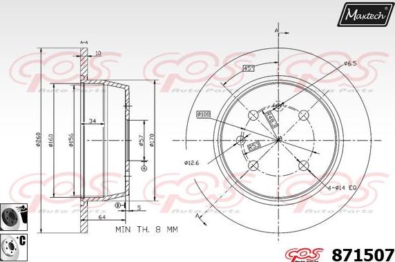 Maxtech 71810180 - Направляючий болт, корпус скоби гальма autozip.com.ua