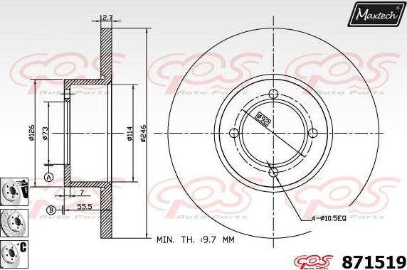 Maxtech 71810168 - Направляючий болт, корпус скоби гальма autozip.com.ua